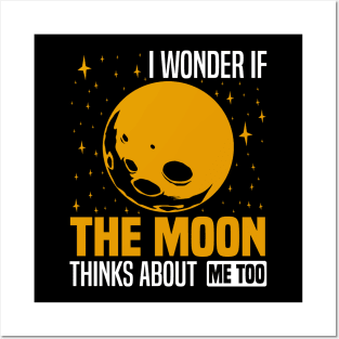 I wonder if the moon thinks about me too, Starry Night Reflection Graphic Posters and Art